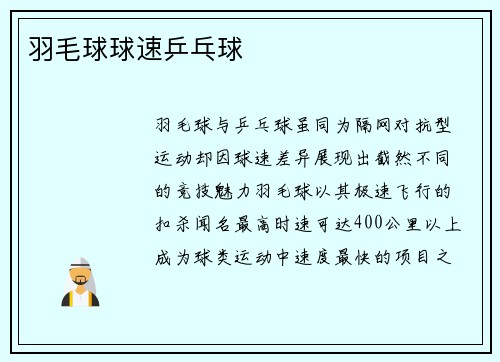 羽毛球球速乒乓球