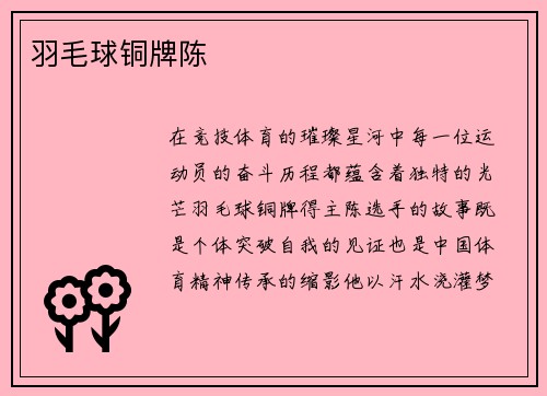 羽毛球铜牌陈